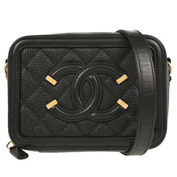 Chanel Black Calfskin Filigree Vanity Shoulder Bag 165626 - Picture 1 of 10